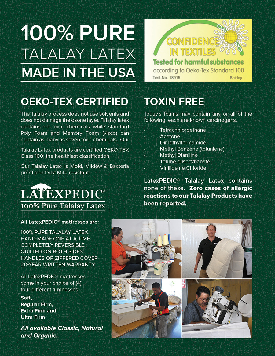 100% pure talalay foam the ultimate latex mattress Los Angeles CA Santa Ana Costa Mesa Long Beach
natural organic beds